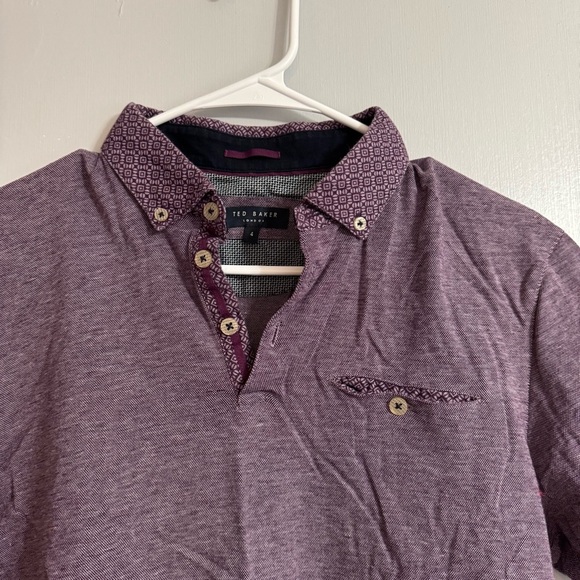 Ted Baker London Purple Polo Shirt Short Sleeve Size 4 Small - Picture 5 of 10